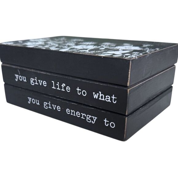 2pc Black & Gray Decorative Inspirational Memento Memory Keepsake Wood Boxes NEW - Picture 11 of 13